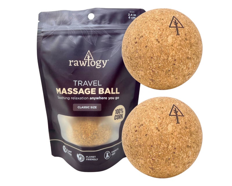 Travel Cork Massage Ball Lightweight Sustainable Alternative to Lacrosse Ball for Muscle Pain Relief 25 Inch Pack of 2 Sanded Cork
